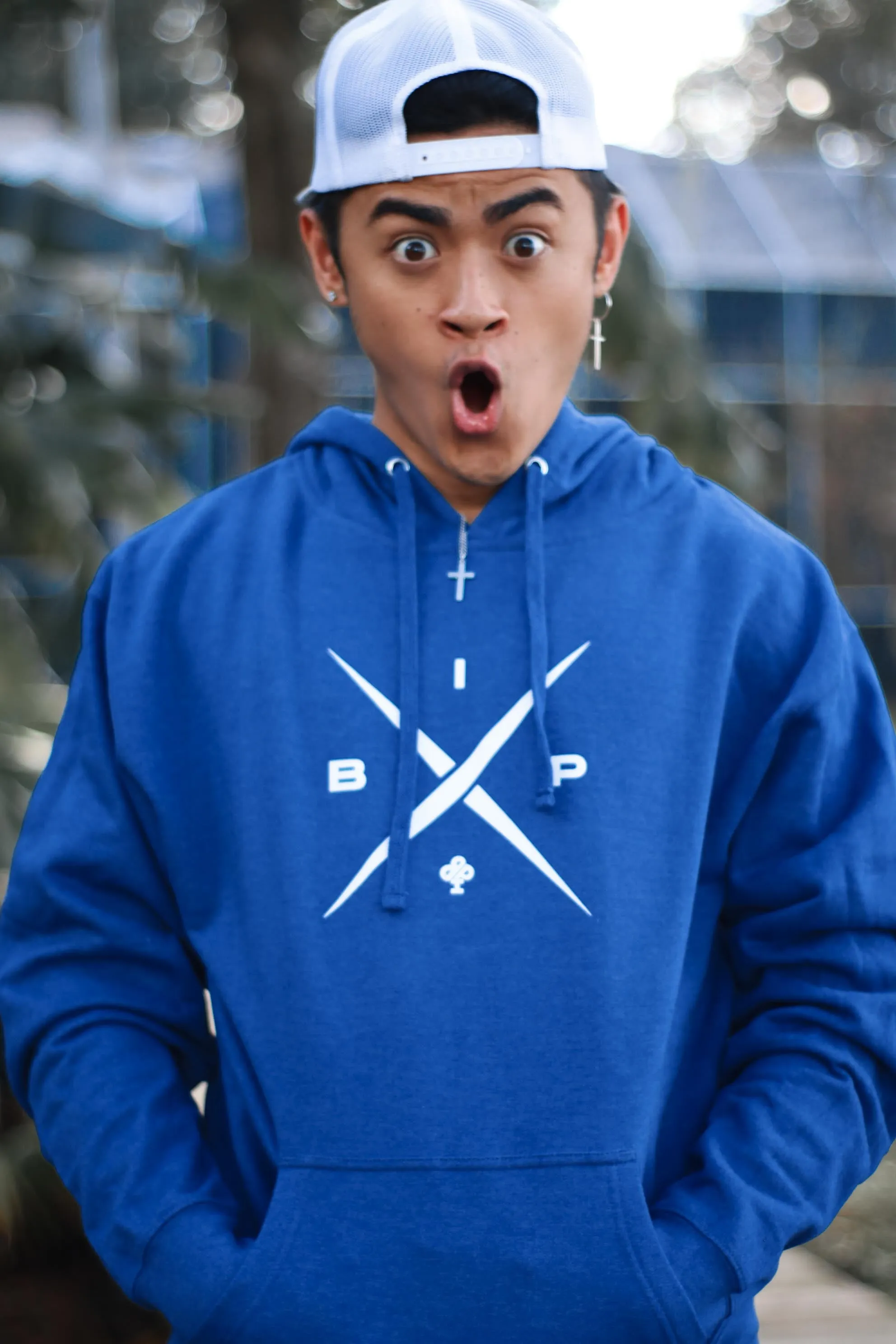 X 2.0 Logo   Cotton Hoodie Blue/ Red